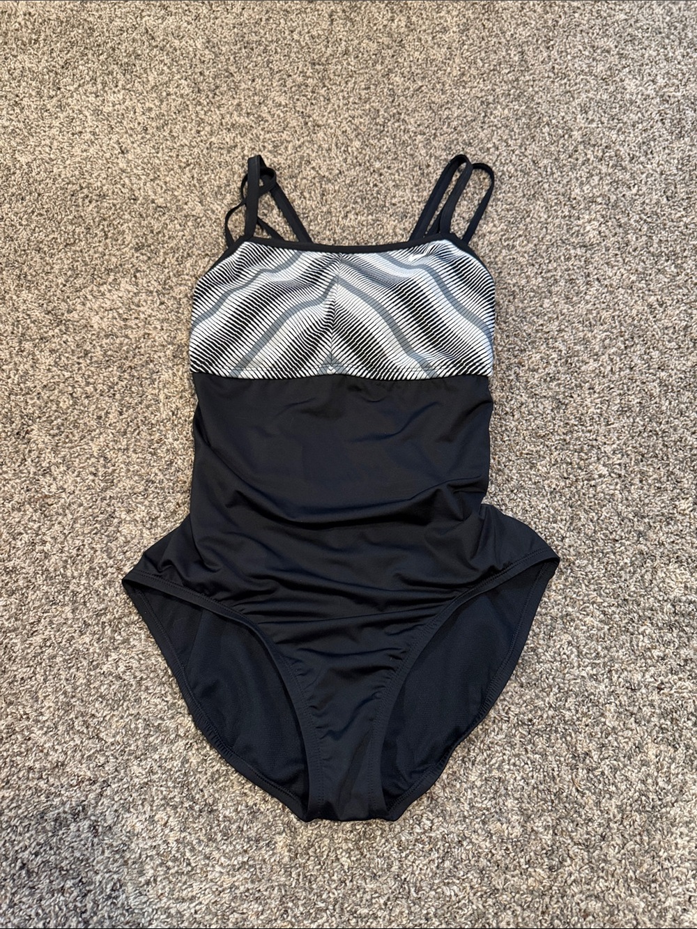 Nike Black One-Piece Swimsuit with White Striped Bust